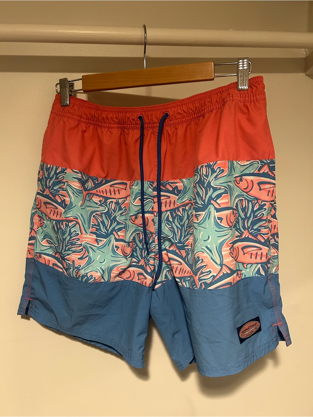 Vineyard Vines Coral, Teal & Blue Tropical Swim Hybrids